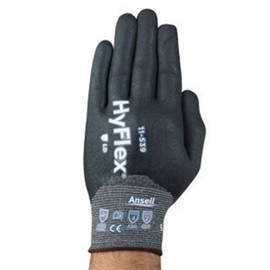 Ansell HyFlex 11-539 Gray 7 InterCEPT Yarn/Nitrile Cut Resistant Glove - ANSI 2 Cut Resistance - Nitrile Full Coverage Except Cuff Coating - 11-539/7 [Price Is Per Pair]