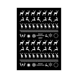 Christmas Nail Sticker Happy New Year Stars Snow Reindeer Tree A057 White Nail Wraps Stickers Manicure Supplies for Women Nails Full Long Lasting Easy Apply and Remove