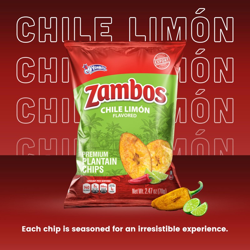 Zambos Plantain Chips Chile Limon, 2.47 Oz (Pack of 8)