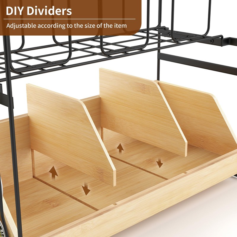 CACHOLIV Coffee Station Organizer for Countertop - Bamboo Bar Organizer