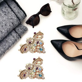 2 Pieces Rhinestone Applique Clothes Applique Rhinestone Crystal Applique Sew On Faux Pearl Patch for Clothes Shoes Bag Embellishment (07 Purple)