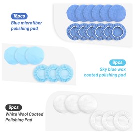 DF DUALFERV Buffing Pads, 30 Pcs Orbital Microfiber Car Polishing Pads with Flexible Loop Opening, Washable and Recyclable Buffer Polisher Bonnets, Fits 9-10 Inch Polishers, 3 Colors for 3 Types