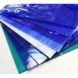 6"x8" Blue Variety Stained Glass Pack-(8 Sheets) by BiNARi Glass Studio