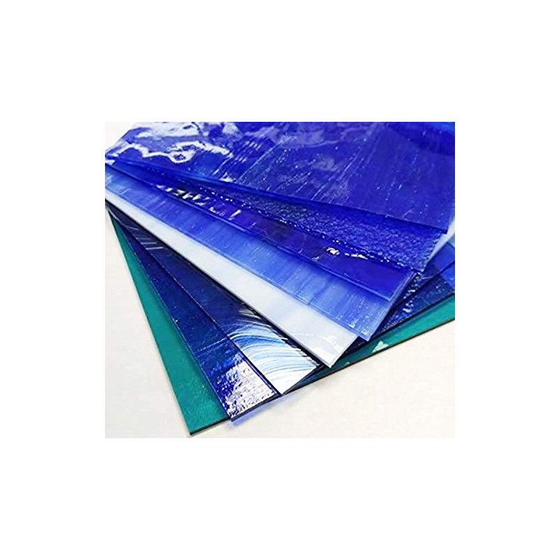 6"x8" Blue Variety Stained Glass Pack-(8 Sheets) by BiNARi Glass