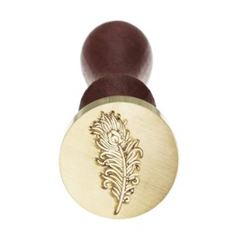 JUHONNZ Wax Stamp, Vintage Wax Seal Stamp Kit Wooden Handle and Brass Head Sealing Stamp for Wedding Envelopes Invitations Feather Style