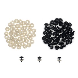 jeufun 50Pcs 12mm Safety Eyes and Washers Set,DIY Plastic Safety Eyes,Plastic Doll Eyes,Crochet Animal Eyes,Dolls Toys Accessories Animal Making Craft Eyes for DIY Craft Dolls Plush Animals(Black)