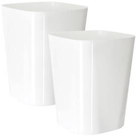 Youngever 2 Pack 1.5 Gallon Square Trash Can, Plastic Garbage Container Bin, Small Trash Bin for Home Office, Living Room, Study Room, Kitchen, Bathroom (White)