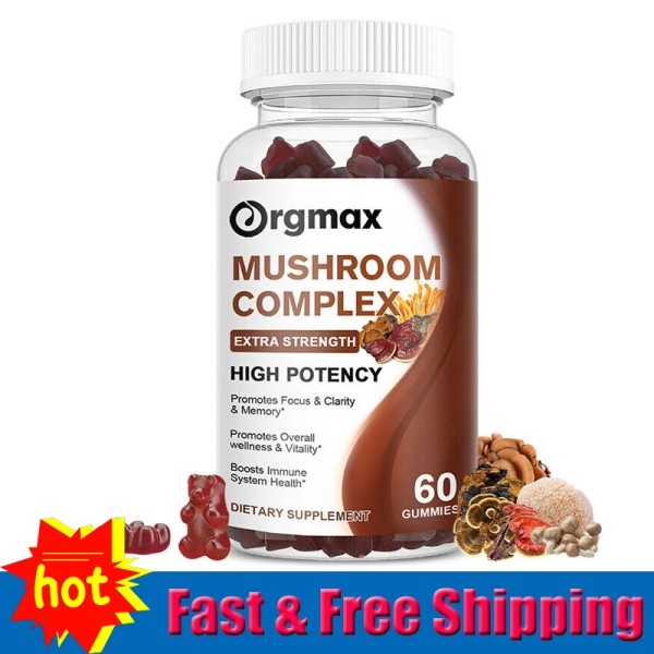 Orgmax Mushroom Complex Gummies, Lions Mane, Reishi, Shiitake,Memor