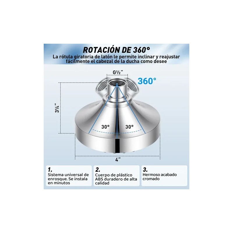 Ducha De Alta Presión De Acero Inoxidable Ajustable 5 Modos