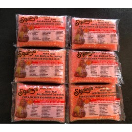 Sterling Set of 6 ORANGE Sterling Non Scratch Scrubbers Sterling's Sponges Scrub Pad Pads