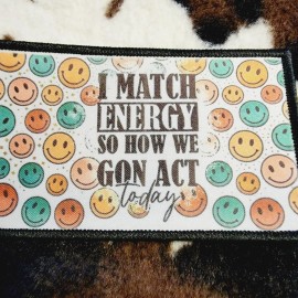 Country Grace With Alisha I Match Energy Smiley Hat Patch Sublimation DYI Fabric Patch Glue Iron On Sew