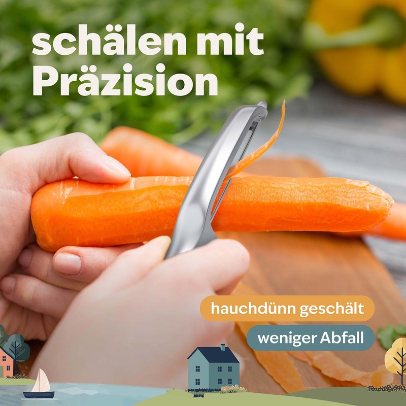 kjøk Premium Sparschäler scharfe Edelstahl Klinge und rutschfester Griff -