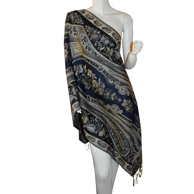 Scarf_tradinginc Jacquard Triplelayer Pashmina Shawl Wrap Stole Scarf (BU)