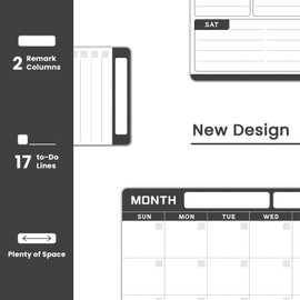 ALEZEL Dry Erase Calendar for Fridge, Magnetic Calendar Planner Whiteboard for Refrigerator, Includes Fridge Monthly & Weekly Calendar with List Board, 4 Markers + Eraser
