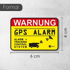 2er Set Hinweis-Aufkleber GPS Alarm Tracking System I 6 x 4 cm innenklebend I Achtung Warnung GPS alarm-gesichert Wohnmobil Wohnwagen I hin_438