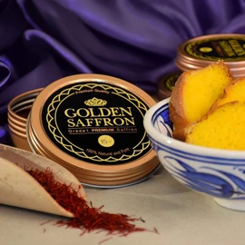 Golden Saffron, Finest Pure Premium All Red Saffron Threads, Grade A+ Super Negin, Non-GMO Verified. For Tea, Paella, Rice, Desserts, Golden Milk and Risotto (15.0 Grams)