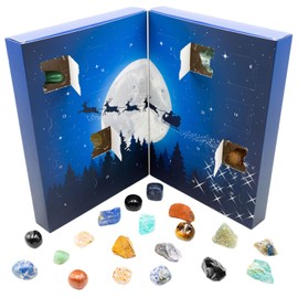 Hallingers Moonlight – Gemstones Advent Calendar, 12 Polished and 12 Natural Rough (Box) – Fill Advent Calendar Novelties & Advent Calendar | Congratulations Hanukkah Friendship Recovery
