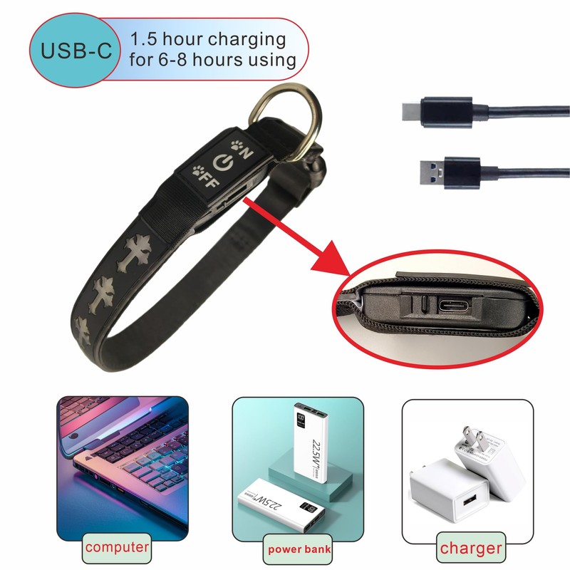 DOGLED LED Dog Collar, USB Rechargeable, 15 Light Modes, Multi-Color