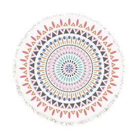 Jian Round-t008 Large Beach Towel, 12 Design, Diameter Approx. 63.0 inches (160 cm) (Fringe)