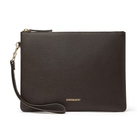 DORIS&JACKY Lambskin Leather Wristlet Clutch Purse For Women Large Soft Designer Wallet With Strap