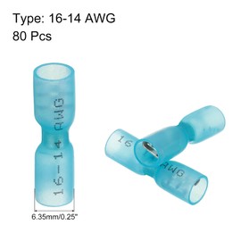 sourcing map 80PCS Female Spade Connector, 16-14 AWG Quick Disconnect Wire Connector Crimp Terminal Waterproof Insulated for Automotive Marine, Blue