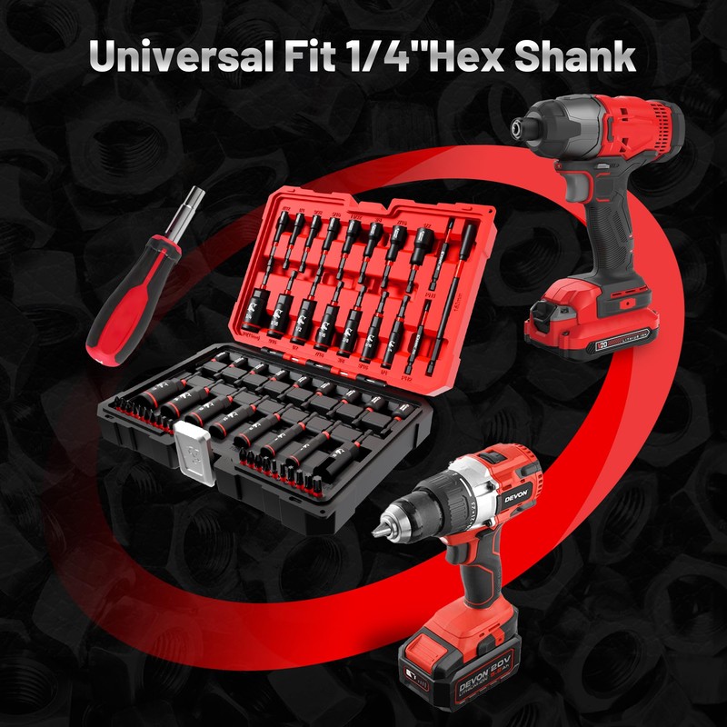 EZARC 55PCS Magnetic Impact Nut Driver Set, 1/4" Hex Shank