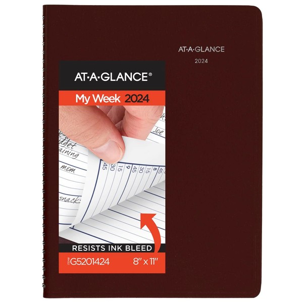 AT-A-GLANCE 2024 Weekly Planner, DayMinder, Quarter-Hourly Appointment Book, 8" x