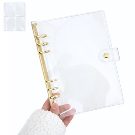 RAYTRUTH Sticker Book A5 Transparent Large Binder for Adults Girls Large Sticker Book with 20 Refill Sheets (Gold)