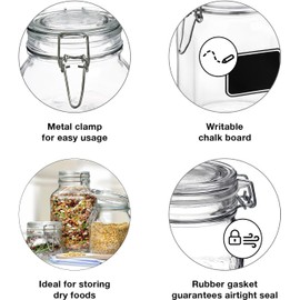 Bormioli Rocco Fido Square Clear Jar with Chalkboard, 33-3/4-Ounce