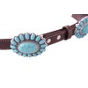 Wonderent Western Turquoise Flower Metal Concho Leather Belt No.10 (Large,