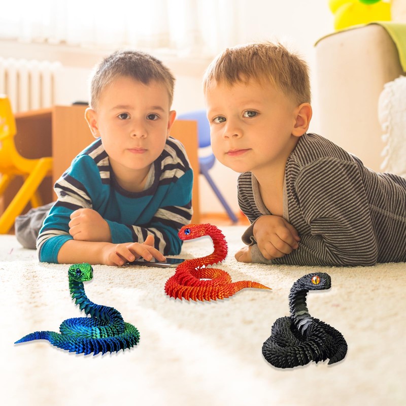 3D Printed Snake, 3d Printed Fidget Toy, Flexible Articulated Snake