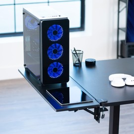 VIVO Clamp-on 36 x 12 inch Foldable Desk Extender, Wrist Support Arm Rest, Office Keyboard Tray, Side Table Extension Attachment, Black, DESK-EXT36