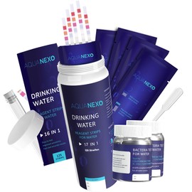 AQUANEXO 18 Parameters, 125 Drinking Water Test Strips (5 x 25) + 2 x Coliform Bacteria Test, pH Test Strips, Water Tester Drinking Water, Water Hardness Test Strips