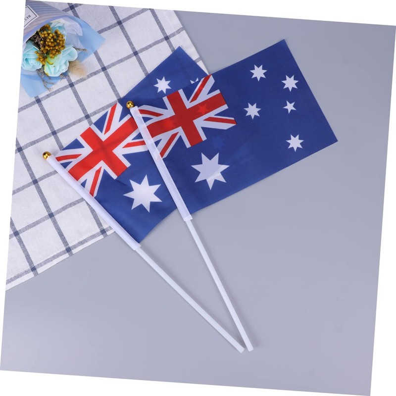 GRIRIW Australia Flag Mini Stick Flags 50 Pack Hand Held
