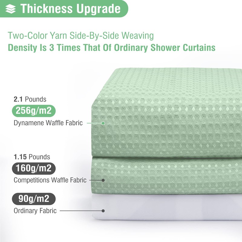 Dynamene Mint Green Fabric Shower Curtain - Waffle Weave Textured