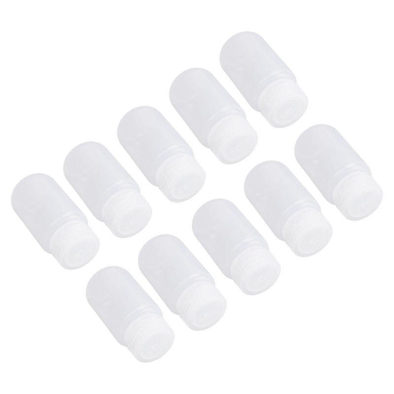 10Pcs Reagent Bottle Plastic Wide Mouth Lab Liquid Sample Seal