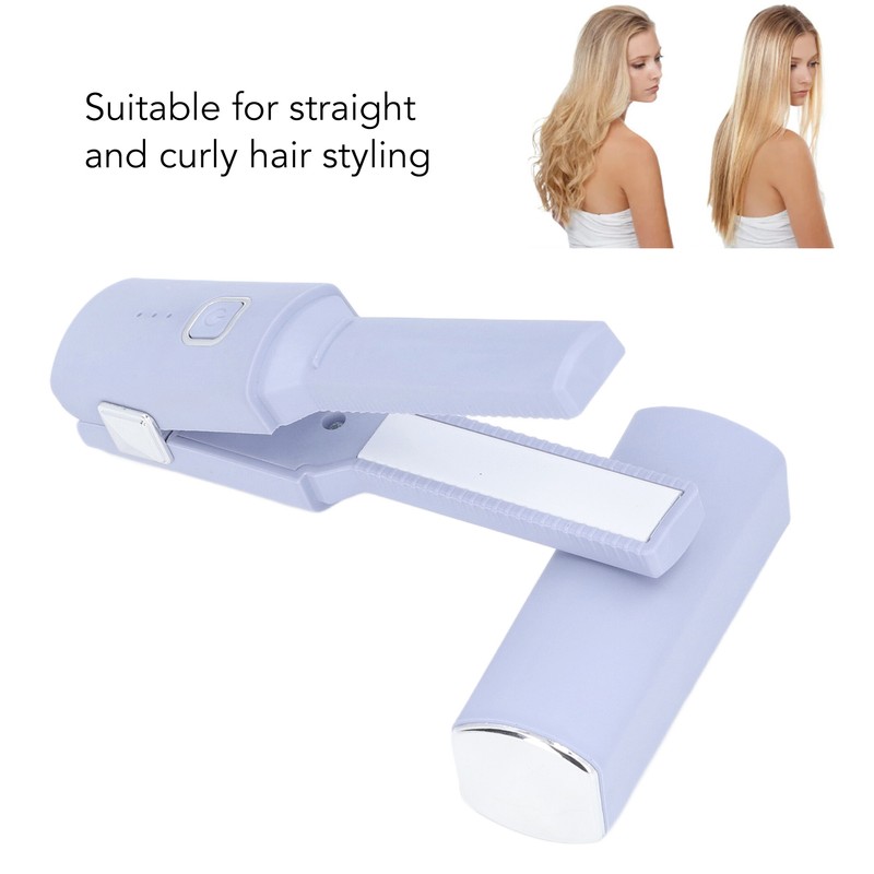 Mini Hair Straightener Portable Straight Curly Hair Flat Iron Rechargeable