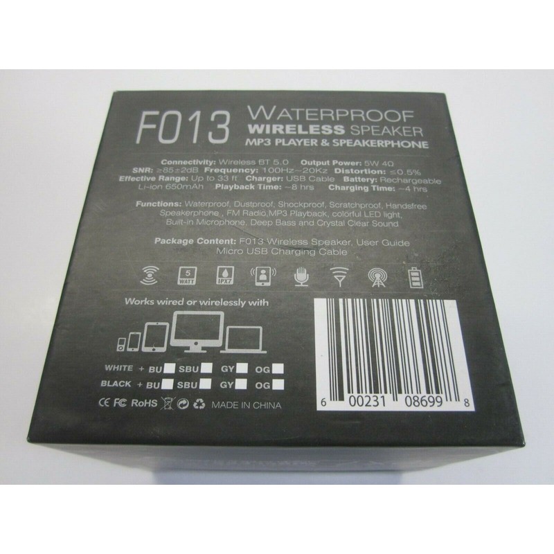 BassPal F013 IPX7 Waterproof Bluetooth Wireless Speaker (Brand New)