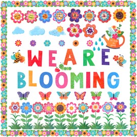 Gosknor 84pcs Spring Bulletin Board Decorations, We are Blooming Flower Butterfly Spring Cutouts for Bulletin Board Classroom Decorations for School Party Wall Door Window