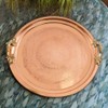 Traditional Design Handmade Hammered Copper Serving Tray with Brass Handle