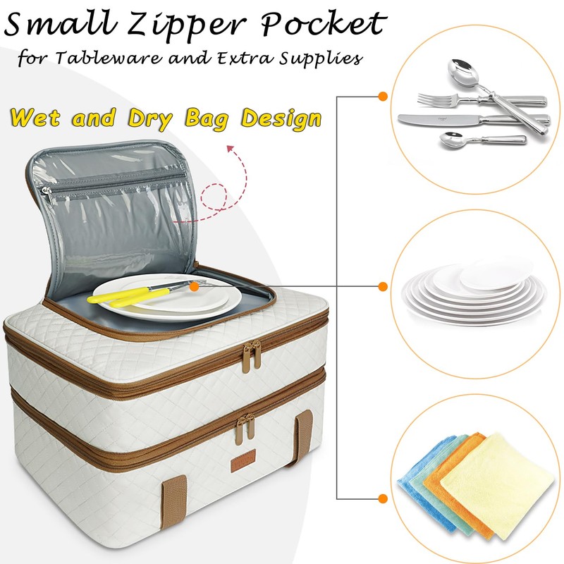 Vuudh Quilted Insulated Double Casserole Carrier - Thermal Lunch Tote