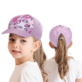 HERUAI Kids Baseball Cap with Ponytail for 3-8 Years Girls Boys Adjustable UV Protection Summer Hat Golf Sun Visor Hat Tennis Cap