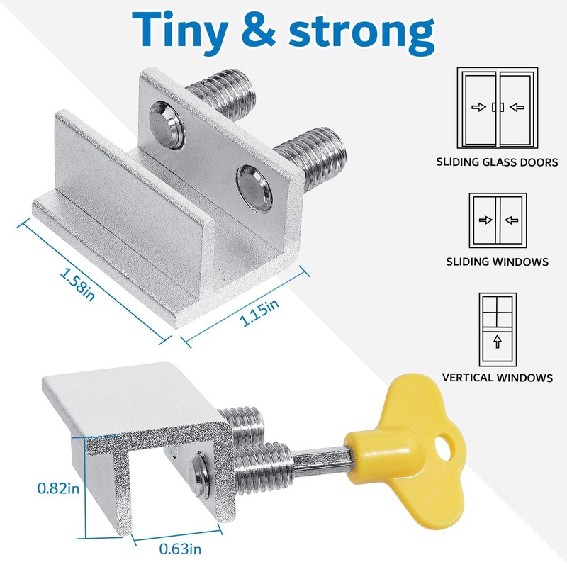 Sliding Window Locks - Horizontal & Up/Down, Adjustable Aluminum, 4