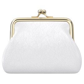 Coin Purse, Small PU Leather Change Purse, Coin Purse Wallet with Clasp, Car Coin Holder Pouch for Woman Men Kids Girls, White