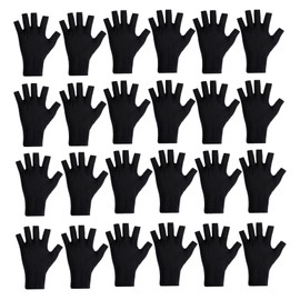 12 Pairs Black Cotton Gloves, Fingerless Cotton Gloves for Dry Hands