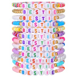AYWFCBF Friendship Bracelets for Women, Inspirational Preppy Bracelets Stackable, Best Friend Bracelet Set, Stretch Colorful BETIES Heishi Clay Beaded Bracelets for Women