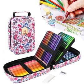 Dibujo Profesional, 72 Lápices de Colores para Colorear, Dibujo, Esbozos, Graffiti, Pintura, Color, Plomo, Regalo para Artistas, Estudiantes y Adultos (Corazón de 72)