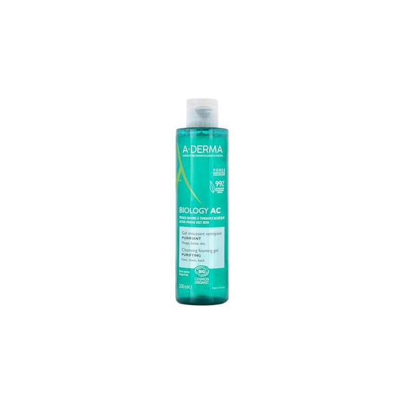 ADERMA, Biology AC Gel Limpiador Purificante con Ingredientes Naturales, Para