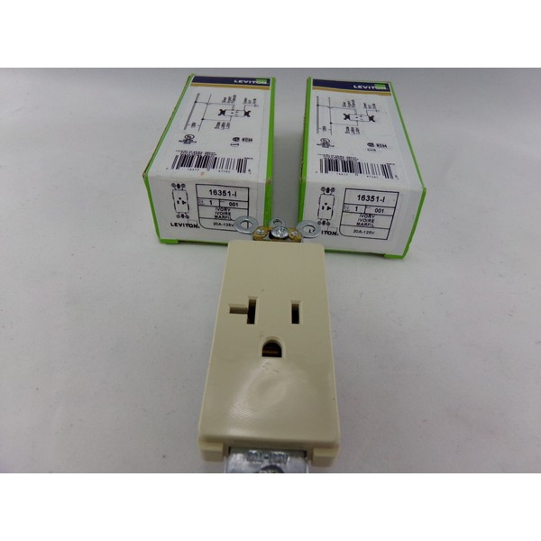 Lot of 3 Leviton Ivory COMMERCIAL Decora Single Receptacle Outlets 125V #16351-I