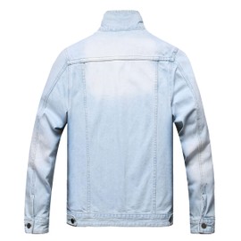 QIMYUM Jean Jacket For Men, Distressed Slim Denim Jacket (X-Large, Light Blue)